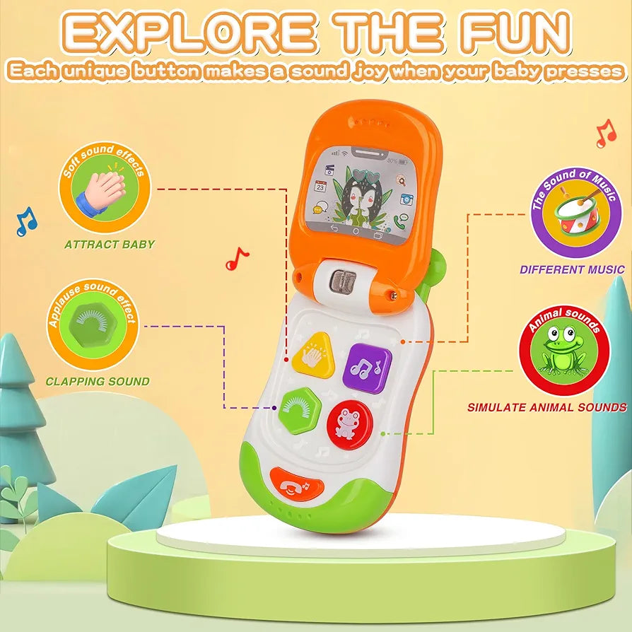 Baby Sound and Light Flip Phone Toy – Interactive Educational Learning Toy