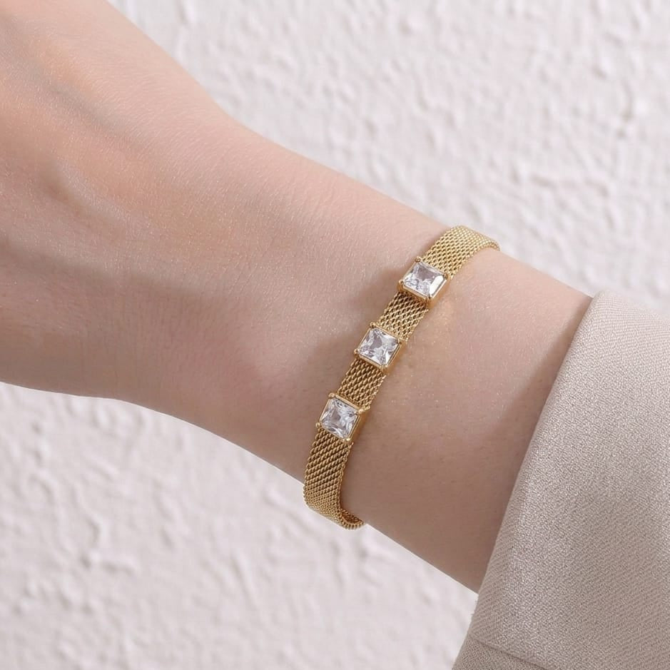 Zircon Stones Stainless Steel Bracelet