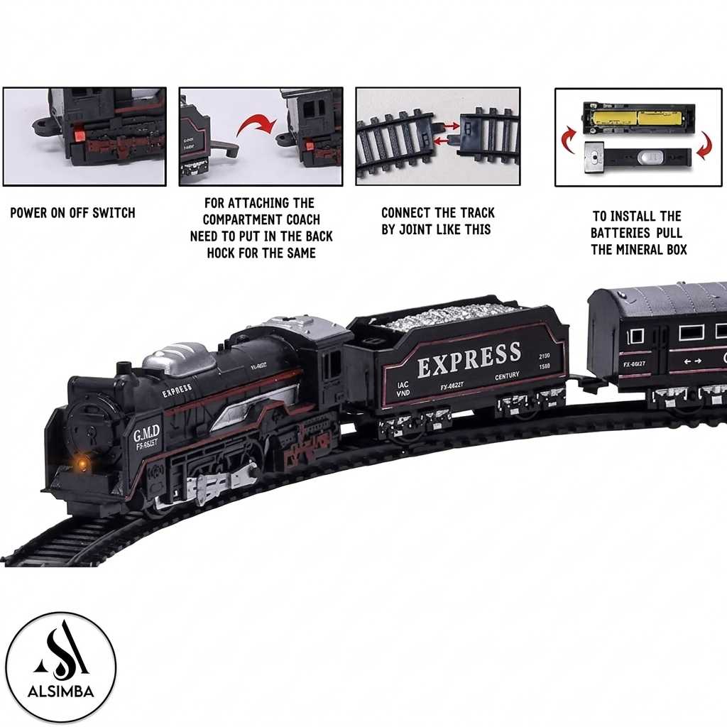 13 Pcs Batter Operated Train Track With Lights | Box Packing