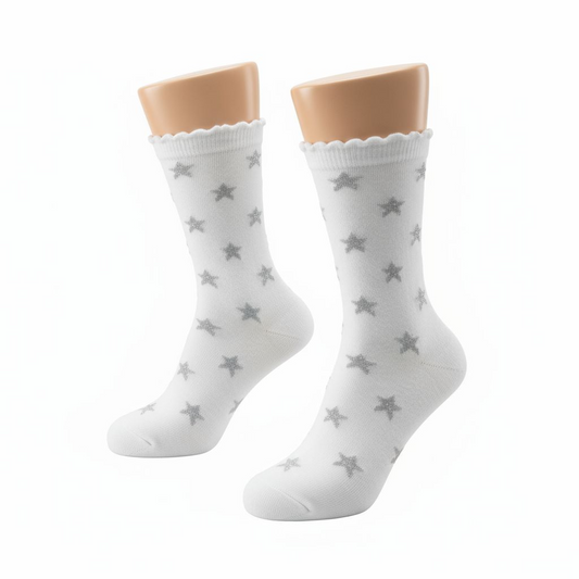 White Star Glitter Socks