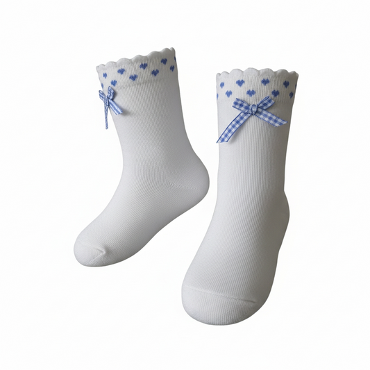 Blue Heart Socks For Little Girls (2 To 5 Years)