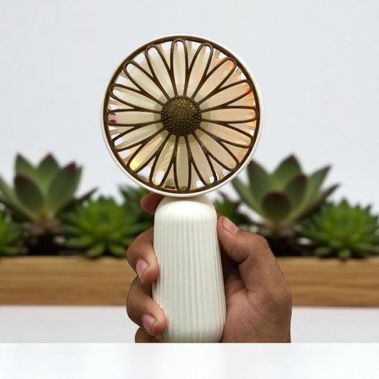 Sun Flower Chargeable Hand Fan With Led Light