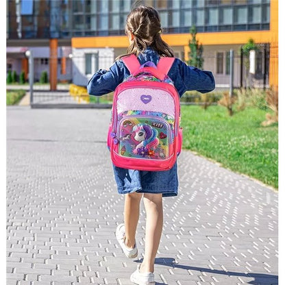 Unicorn Neon Sequin  School Bag