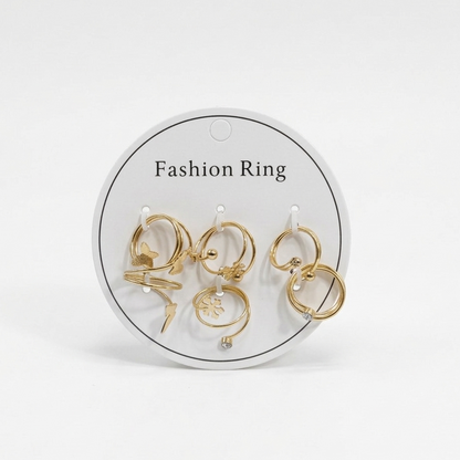 Elegant Butterfly Gold-Tone Fashion Ring Set Of 6