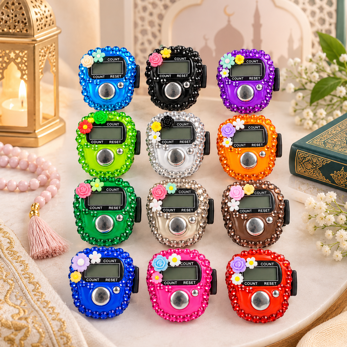 Bedazzled Digital Tasbih Finger Counter Ring