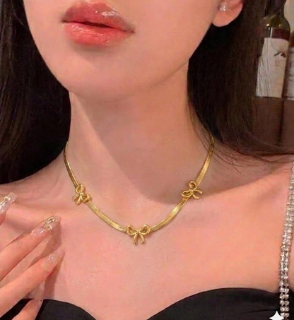 Triple Bow Stainless Steel Necklace