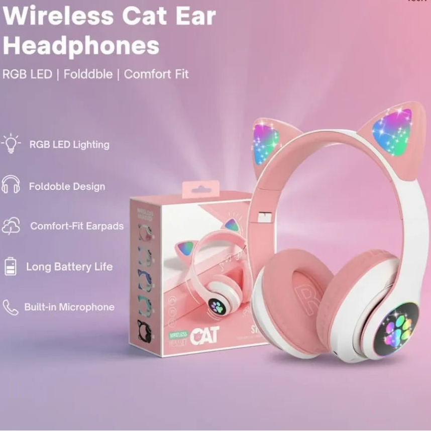 Wireless Cat Ear Headphones With Mic