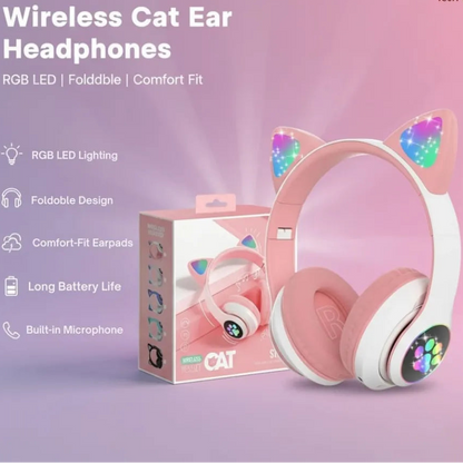 Wireless Cat Ear Headphones With Mic