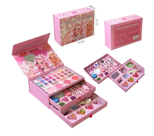 IGOODCO Fashion Beauty 3 Drawer Makeup Kit for Kids – 3-Tier Vanity Box