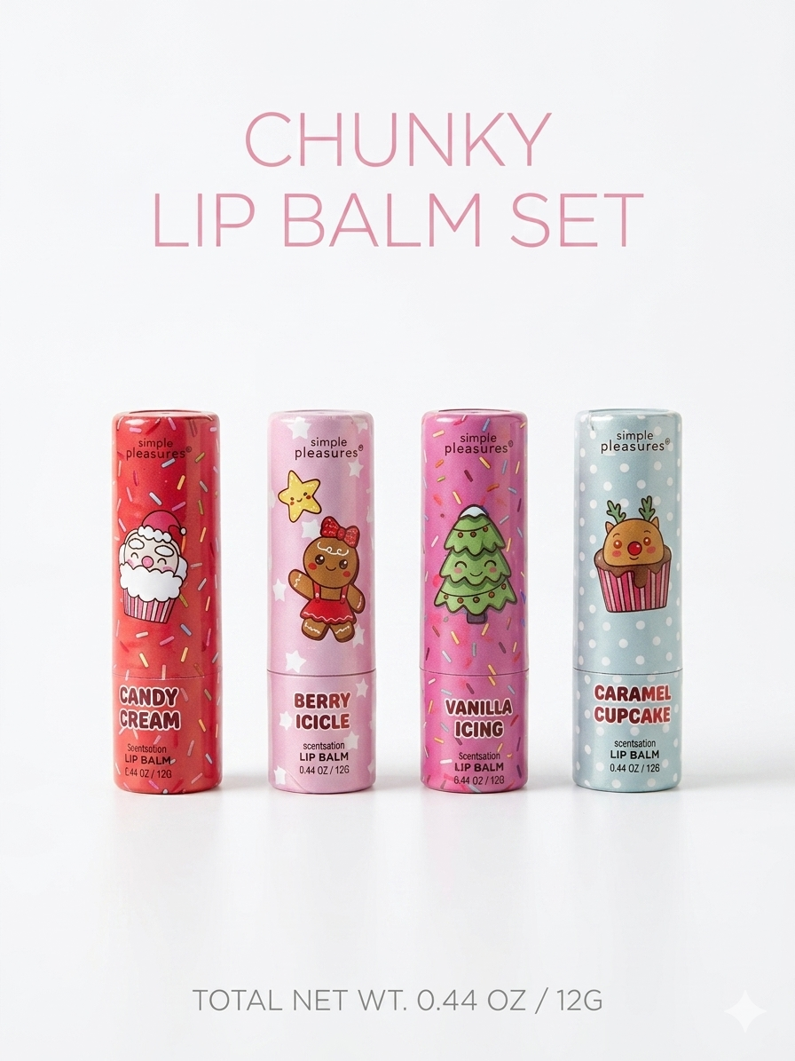 Simple Pleasures 4-Piece Gingerbread Chunky Lip Balm Set