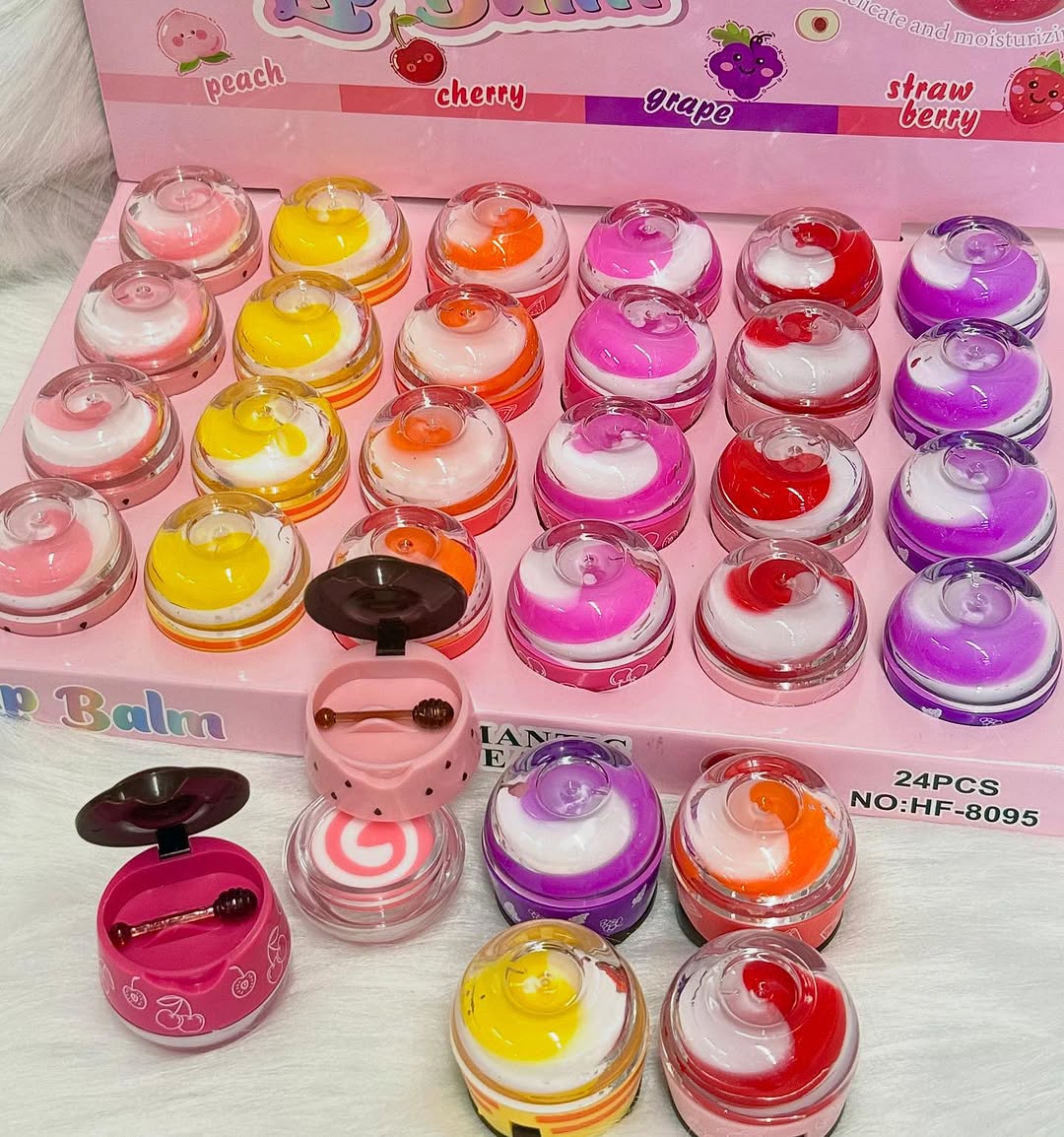 Mini Honey Pot Lip Balm – Cute Fruity Lip Care with Honey Dipper