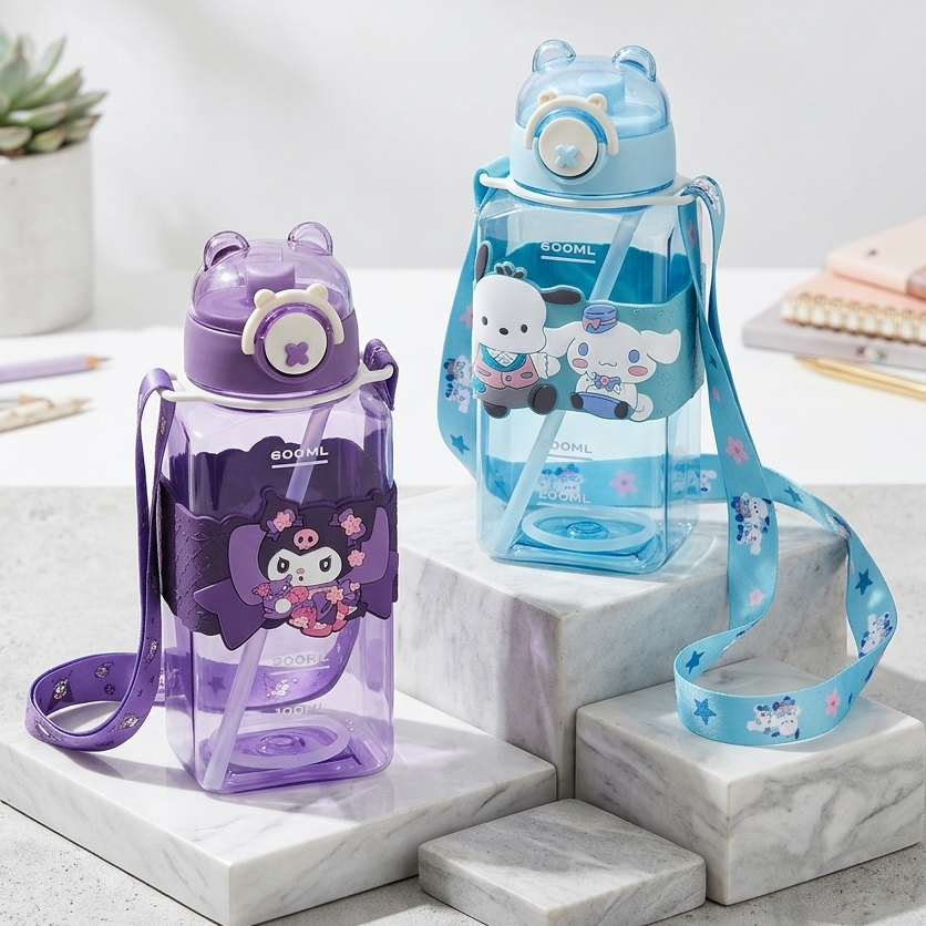 Sanrio Water Bottle With Strap | Kuromi | Cinnamoroll