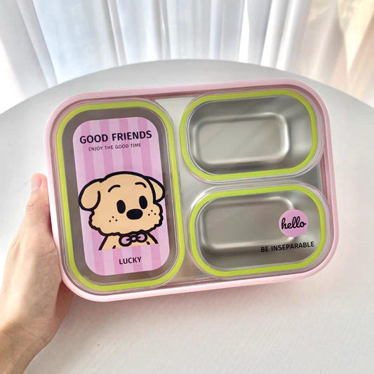 Good Friends Stainless Steel Kids Lunch Box with 3 Compartments