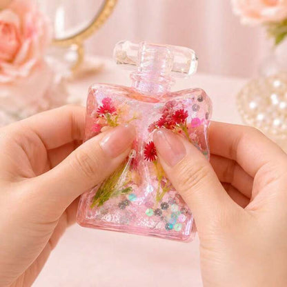 Glitter Flower Perfume Bottle Squishy – Stress Relief Toy