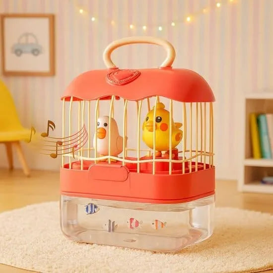 2-in-1 Musical Birdcage Chirping and Fish Aquarium