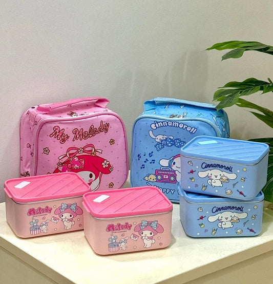 Sanrio 2pc Lunch Box Set with Insulated Bag – Cinnamoroll / My Melody