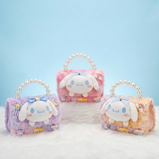SHEIN Premium Cinnamoroll Plush Pearl Handle Bag for Girls