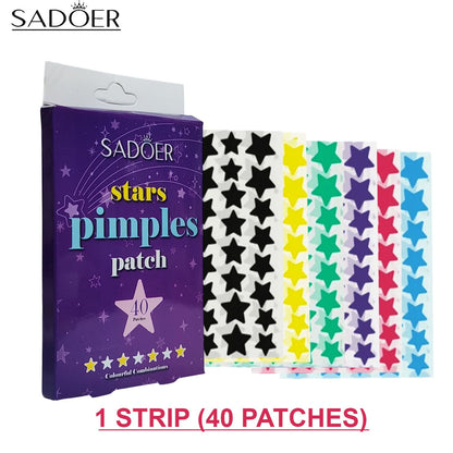 Sadoer Stars Pimple Patch – Colorful Hydrocolloid Acne Stickers for Quick Healing (40 Patches)