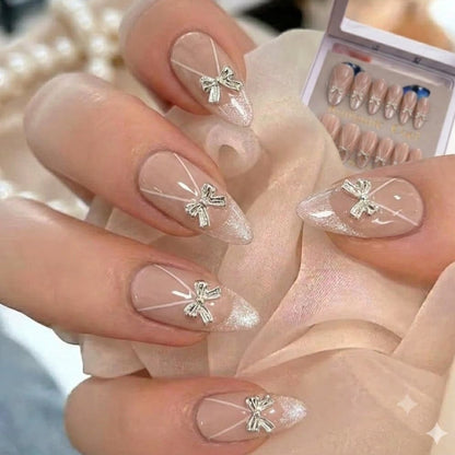 Acrylic Bow Coquette Nails