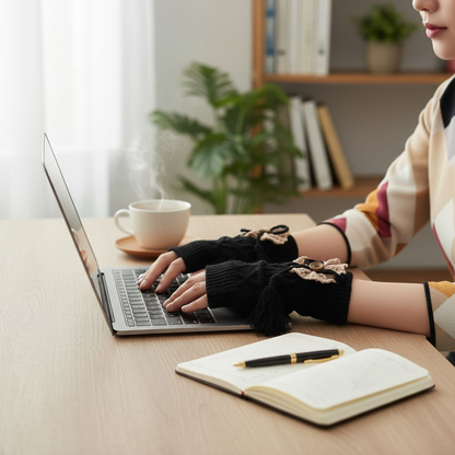 Stylish Fingerless Woolen Hand Warmers Gloves Pair