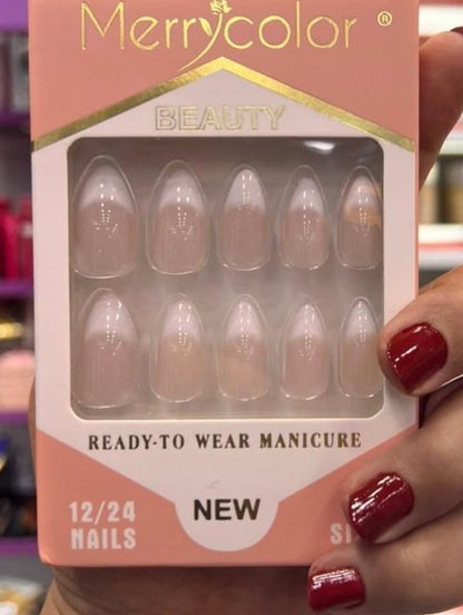 Ombre Hyper Realistic French Nails With Glue Sticker