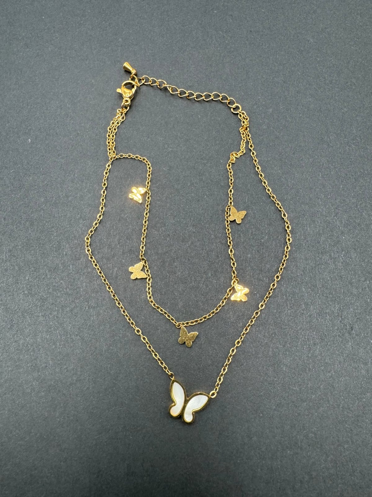 Double Layer Butterfly Stainless Steel Necklace