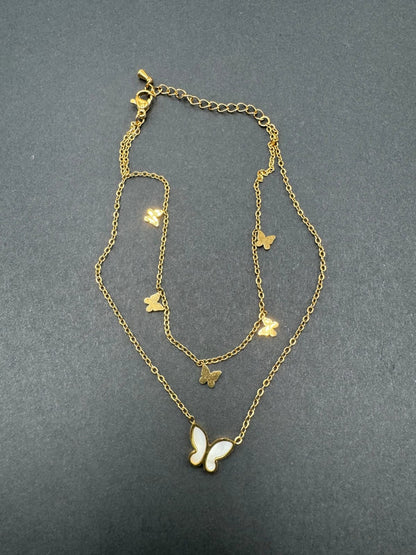 Double Layer Butterfly Stainless Steel Necklace