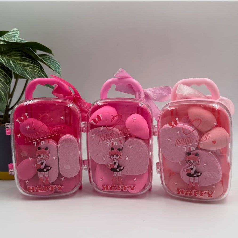 7 in 1 Cute Trolley Beauty Blender Puff Set