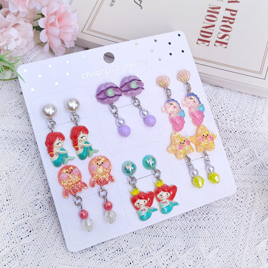 Mermaid Clip On Earings For Little Girls