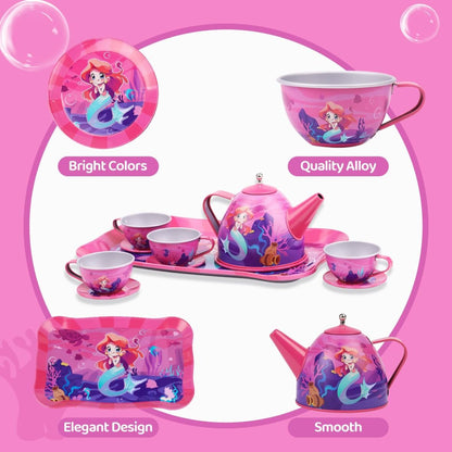 Mermaid Kids Metal Toy Tea Set