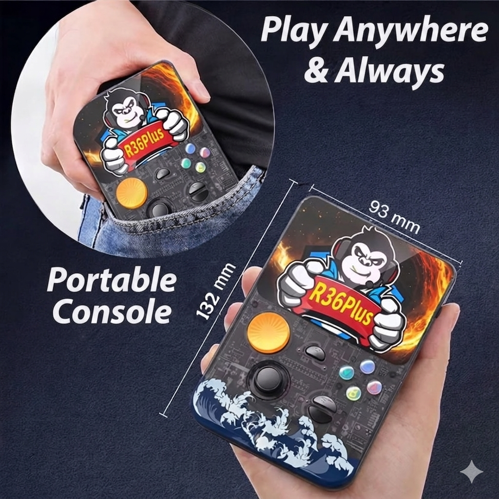 R36S Plus Retro Handheld Game Console – 3.5" IPS HD Screen & TV Output