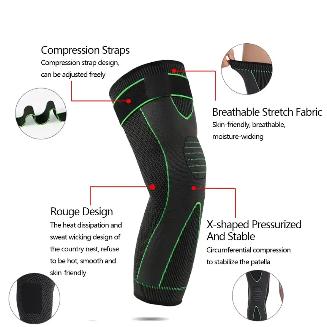 Compression Knee Pad With Strap – Full Leg Sleeve Support