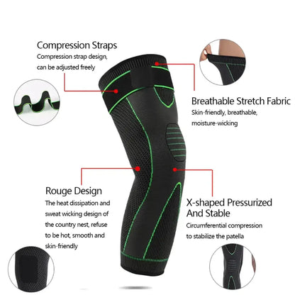 Compression Knee Pad With Strap – Full Leg Sleeve Support