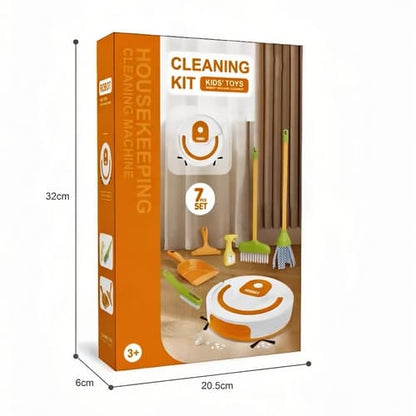 7-Piece Premium Kids Cleaning Toy Set with Battery-Operated Robot Vacuum – Interactive Housekeeping Play Kit for Toddlers