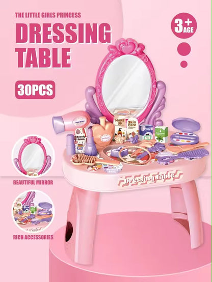 Dressing Table Pretend Play Toy – 30 Pcs Beauty Set for Girls