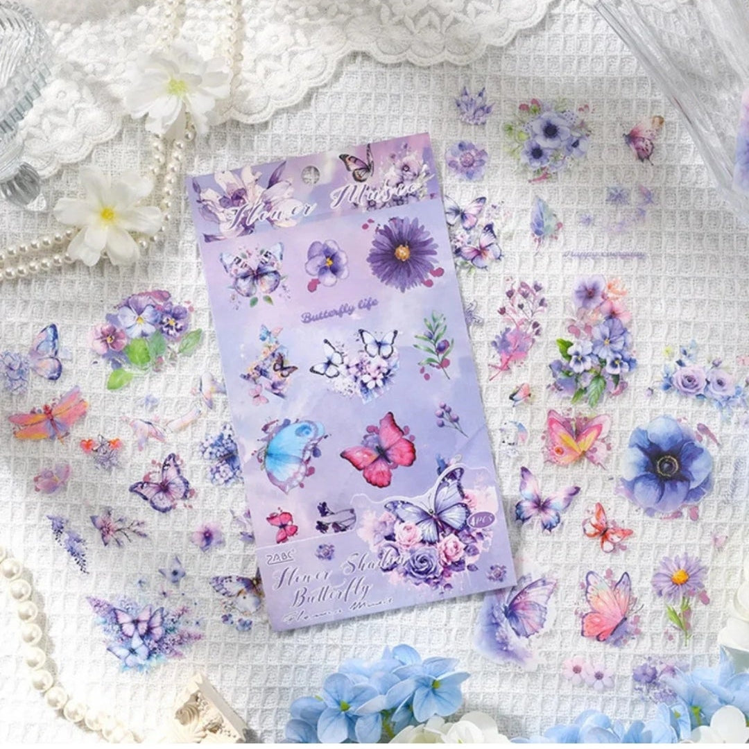 Purple Butterfly Journaling Stickers 4 Sheets | 58 Stickers
