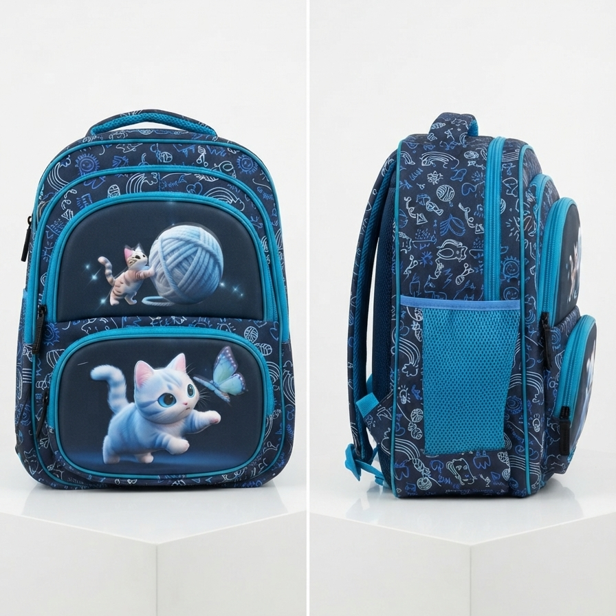 Cute Cat Theme Kids School Bag