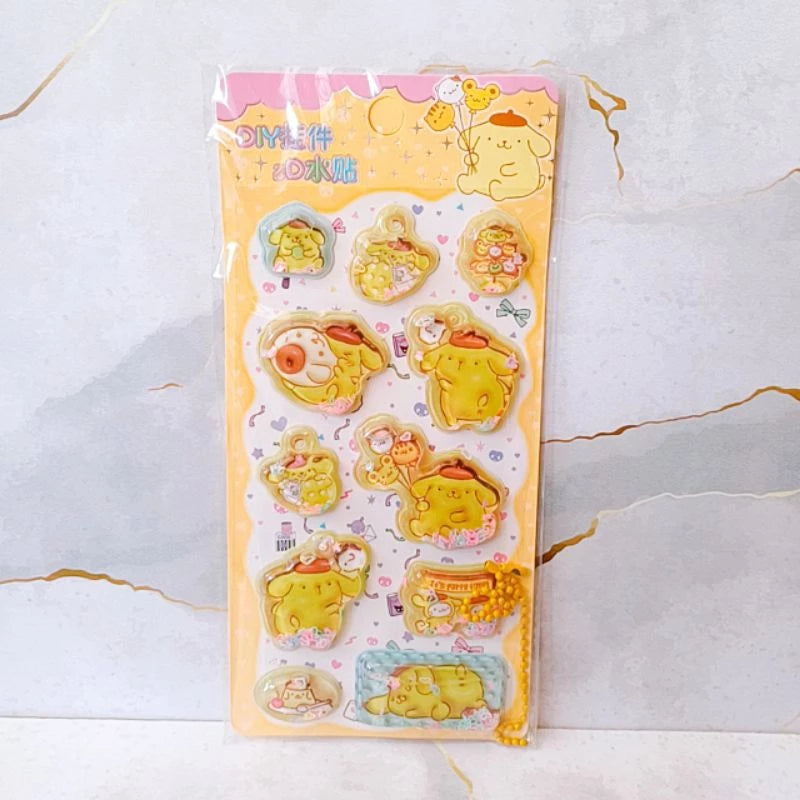 Sanrio Cartoon 3D Water Filled Stickers With Hangings