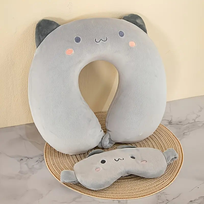Cat Neck Pillow With Eye Sleeping Mask
