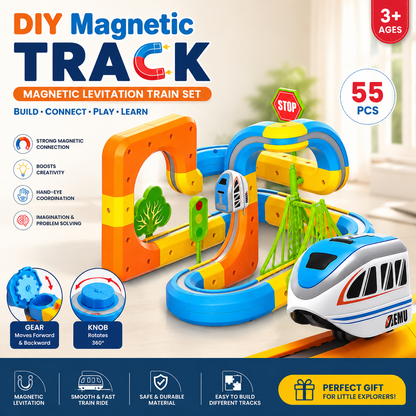 DIY Magnetic Track Train Set – 55 Pieces