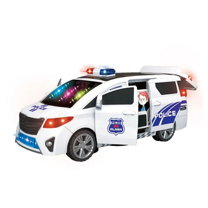 Police Car Toy with Real Siren & Lights – 360° Rotating Police Vehicle for Kids