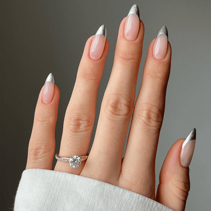 Golden And Silver french Tip Nails