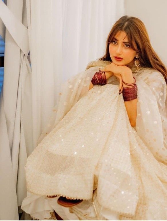 Sajal Ali Maroon Red Metal Bangles