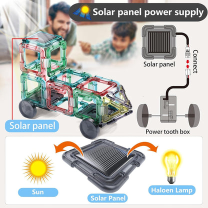 Stem Solar Car Chargeable Geometry Magnetic Tiles 62+PCS