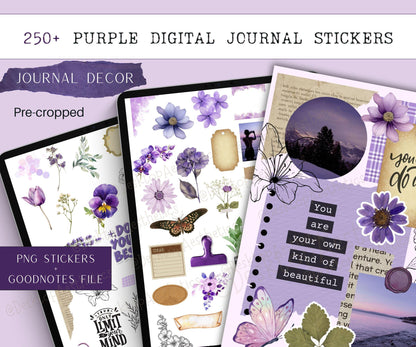 Purple Silk Journaling Sticker 6 Sheets | 80 Stickers