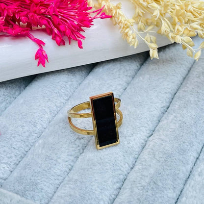 Rectangle Stone Stainless Steel Ring
