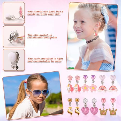 Unicorn Clip On Earings For Little Girls