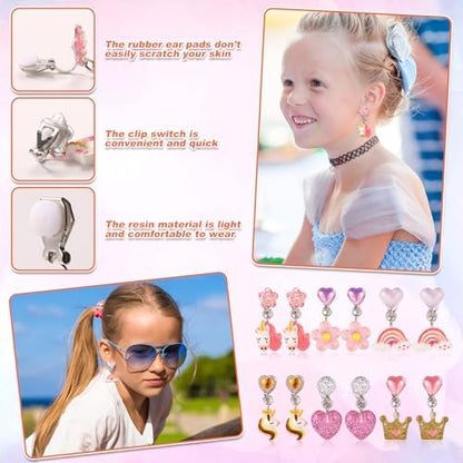Unicorn Clip On Earings For Little Girls