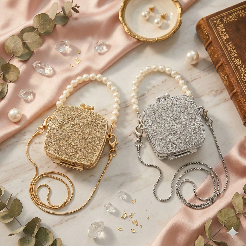 Diamonties Acrylic Square Cross Body Clutch