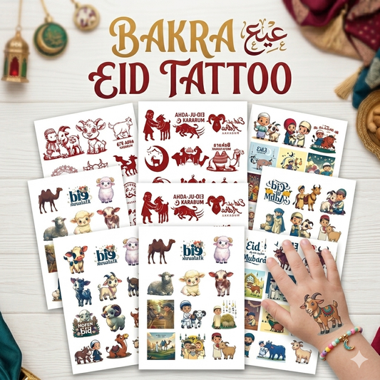 Bakra Eid Mehndi Tattoos for Kids | Sheet of 12